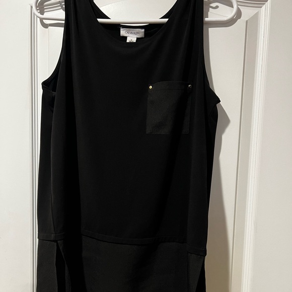Black sleeveless two tone dressy tank - Picture 2 of 4